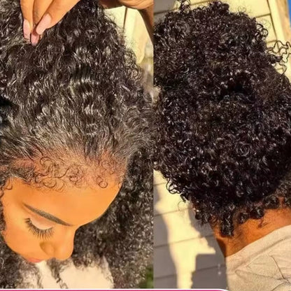 Peruca 360 Kinky Curly com Baby Hair 4B – Preto Natural (#1B)