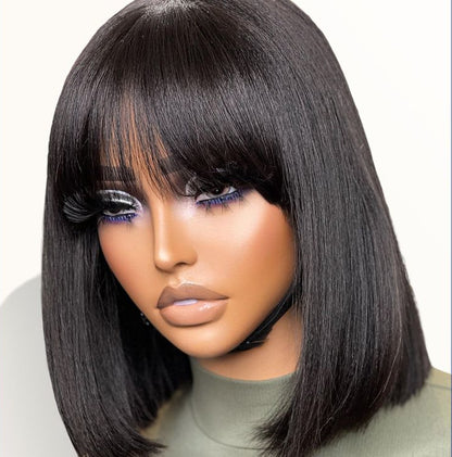 Peruca Bob com franja – Preto Natural (#1B)
