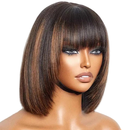 Peruca Bob com franja– Highlight Brown