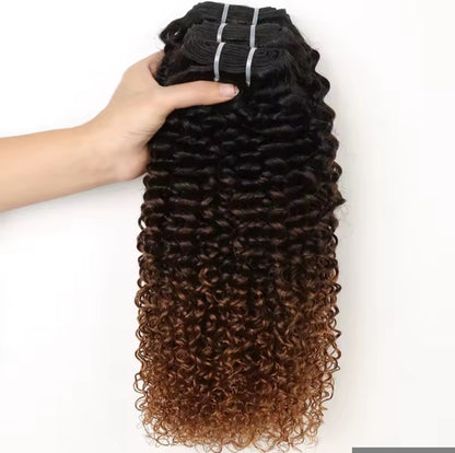 Extensões Kinky curly – Castanho Ombré