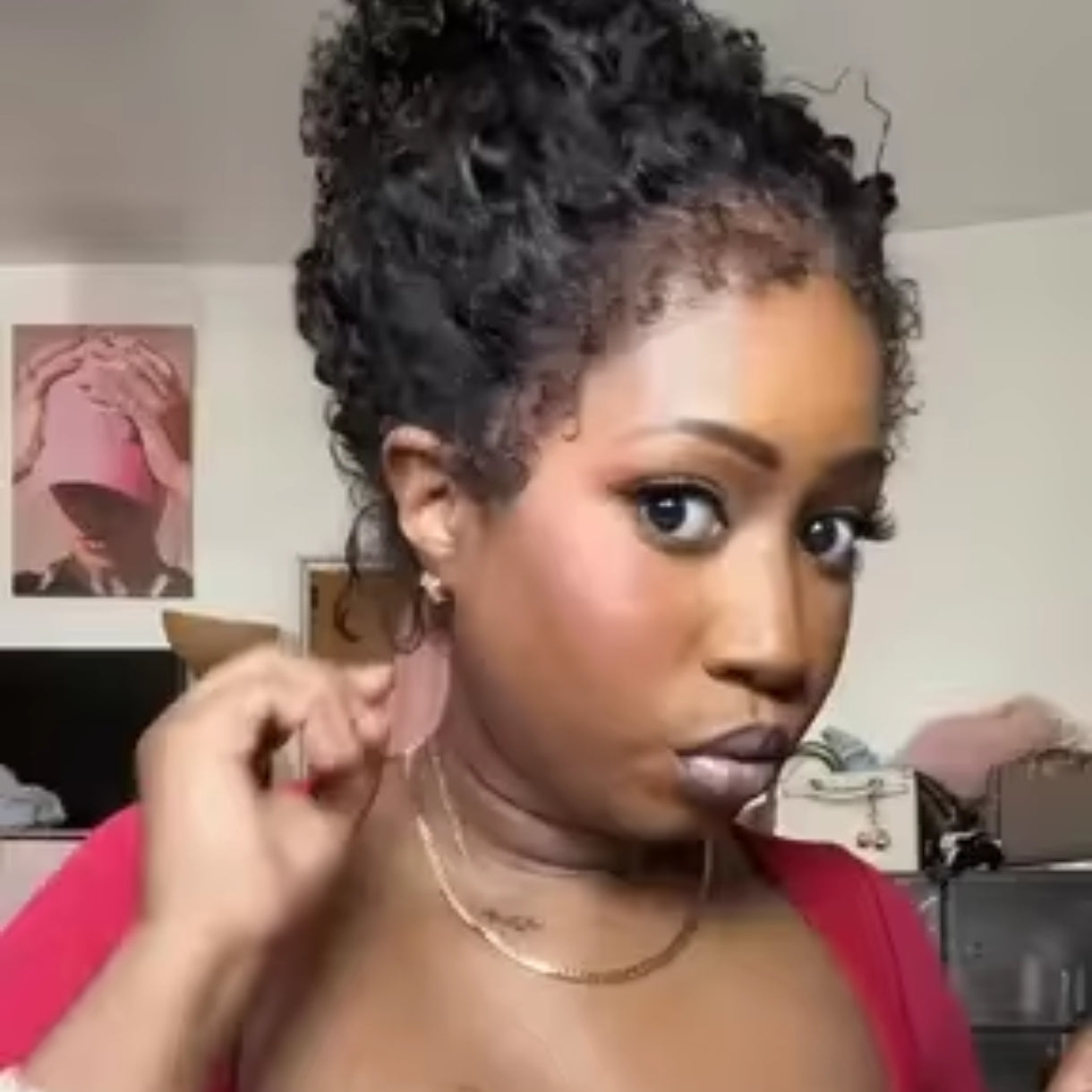 Peruca 360 Kinky Curly com Baby Hair 4B – Preto Natural (#1B)