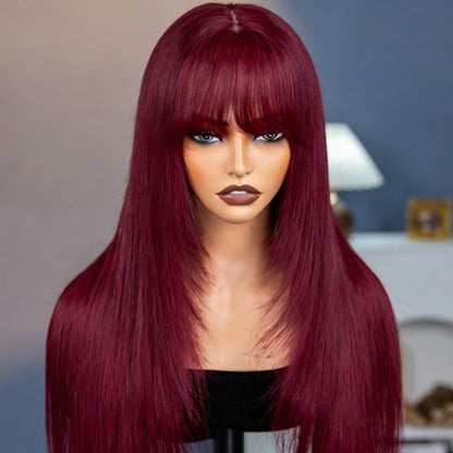 Peruca Wear Go Liso com Franja – Vermelho Borgonha (#99J)