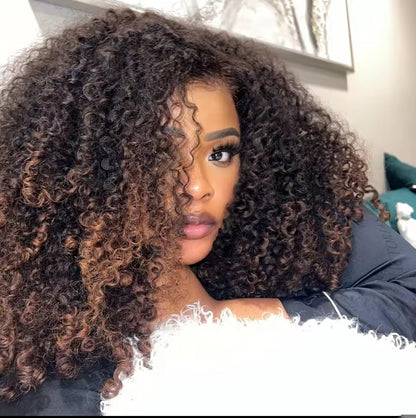 Half Wig Kinky Curly – Castanho Ombrê