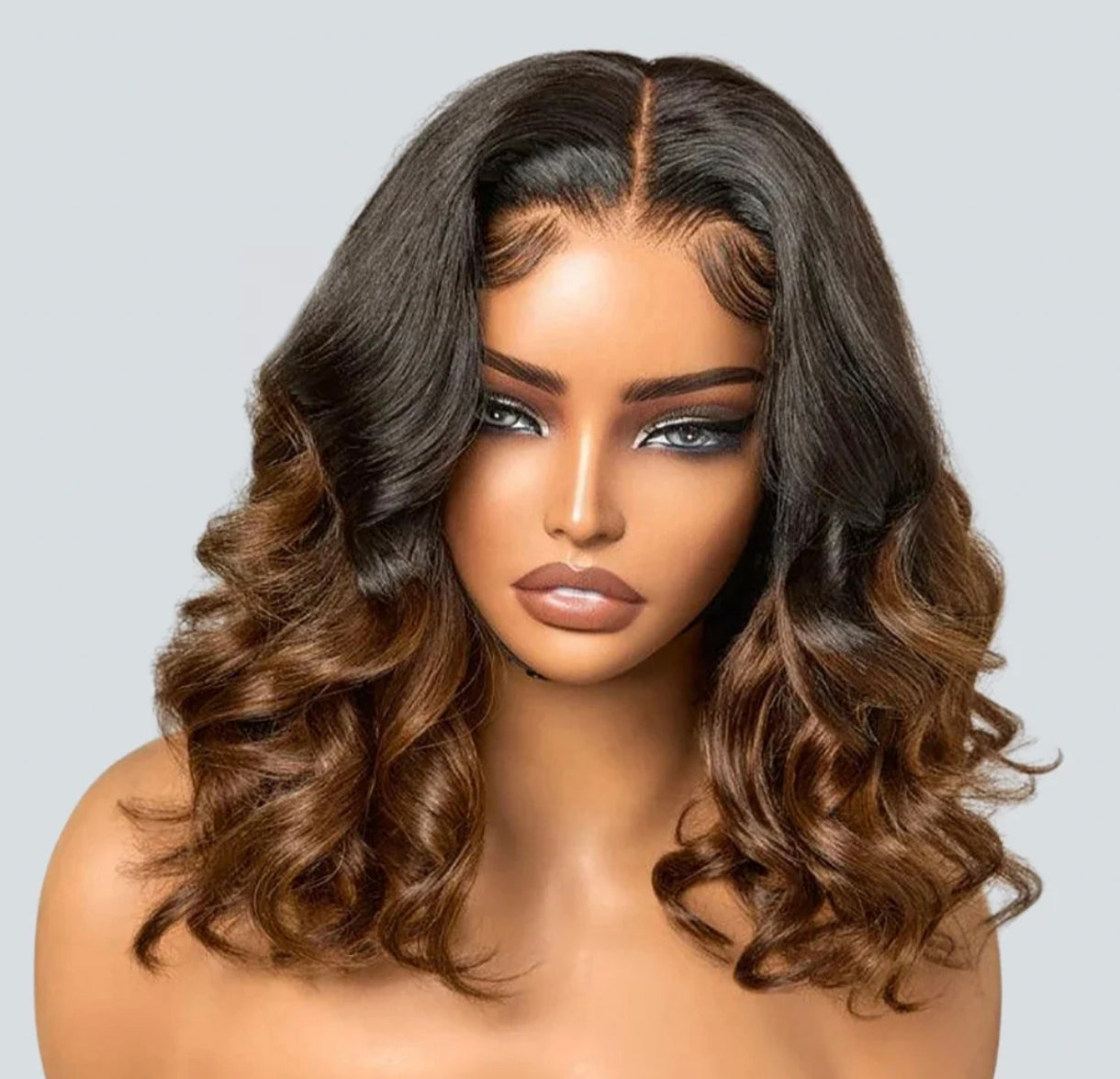 Peruca Bob de Renda Frontal – Cabelo Humano, Ondas Naturais, Sem Cola, Pronta a Usar