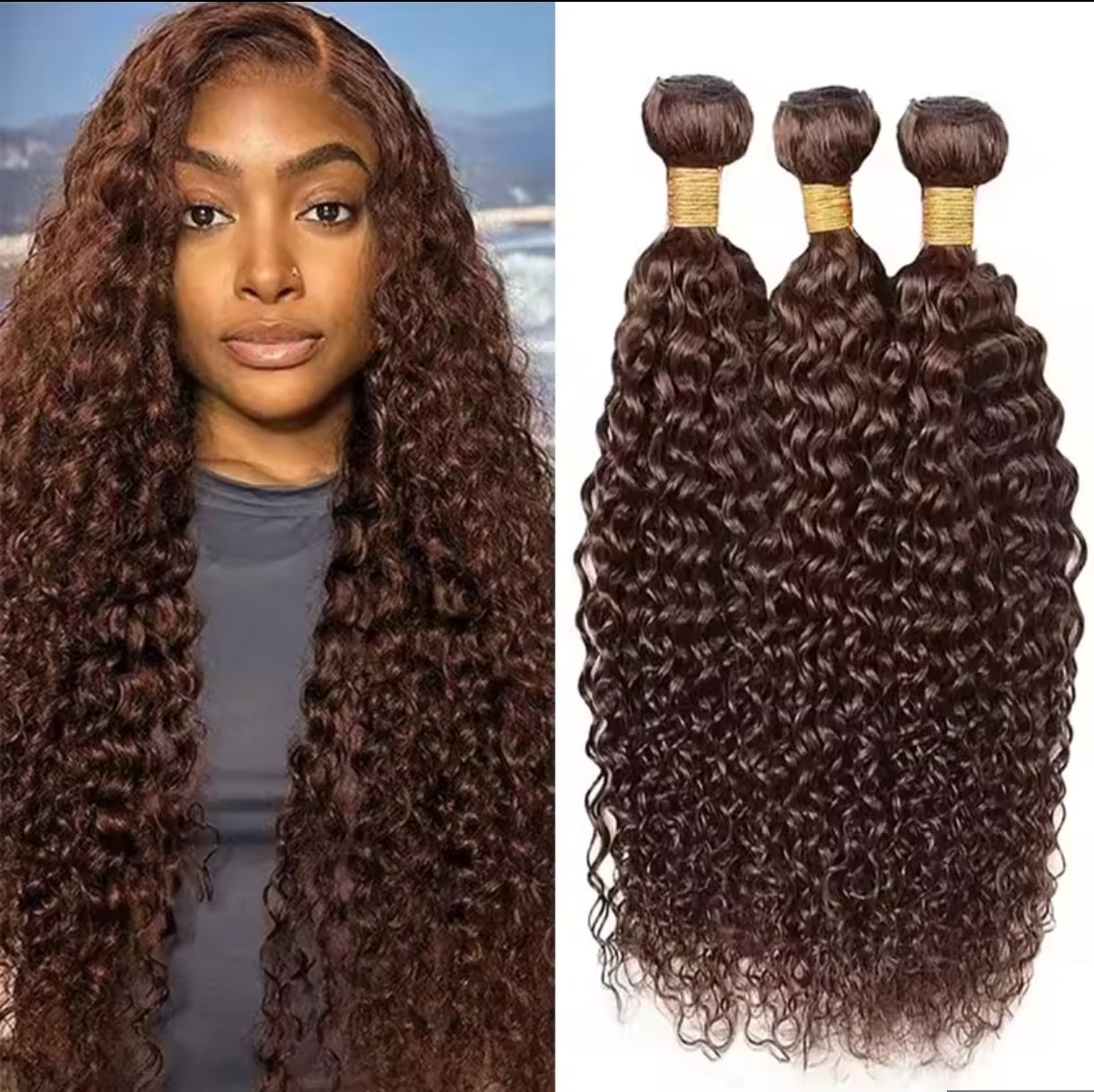 Extensões Kinky Curly – Castanho Chocolate (#4)