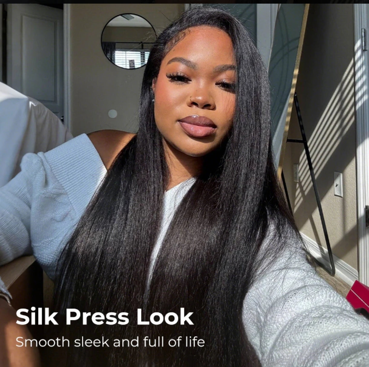 Half Wig Kinky Straight – Preto Natural (#1B)