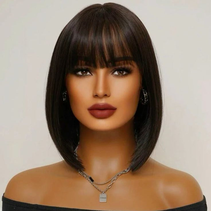 Peruca Bob com franja – Preto Natural (#1B)