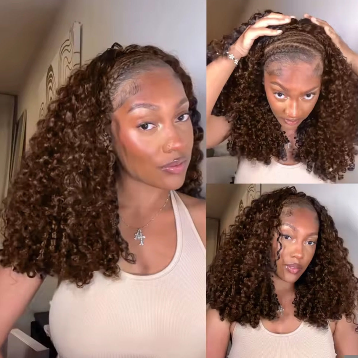 Half Wig Burmese Curly – Castanho Chocolate (#4)