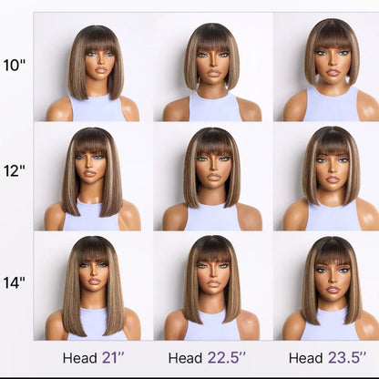 Peruca Bob Reta  com franja – Balayage