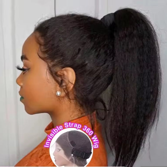 Peruca 360 Kinky Straight – Preto Natural (#1B)