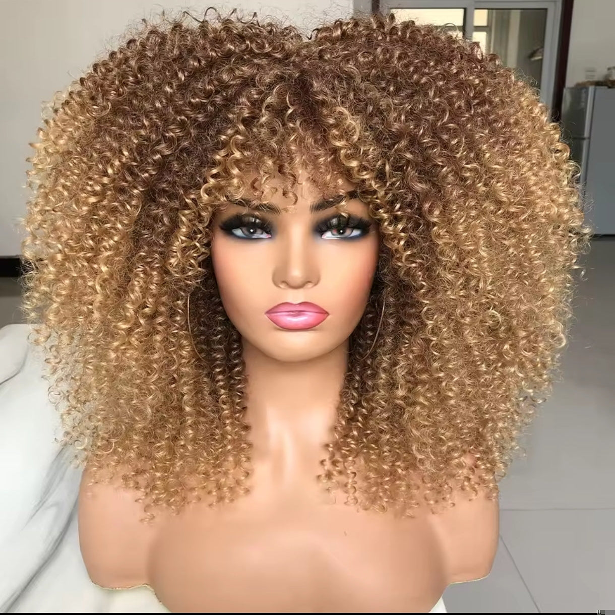 Half Wig Kinky Curly – Castanho Mel (#27)
