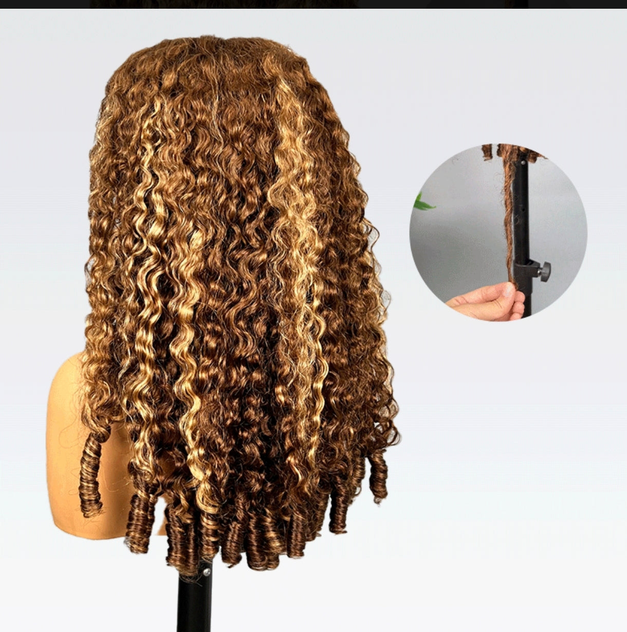 Peruca Cacheada Premium 100% Humana – Burmese Curly (#4/27 Highlight)