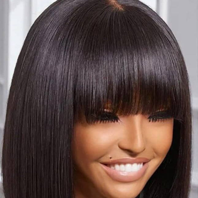 Peruca Bob com franja – Preto Natural (#1B)