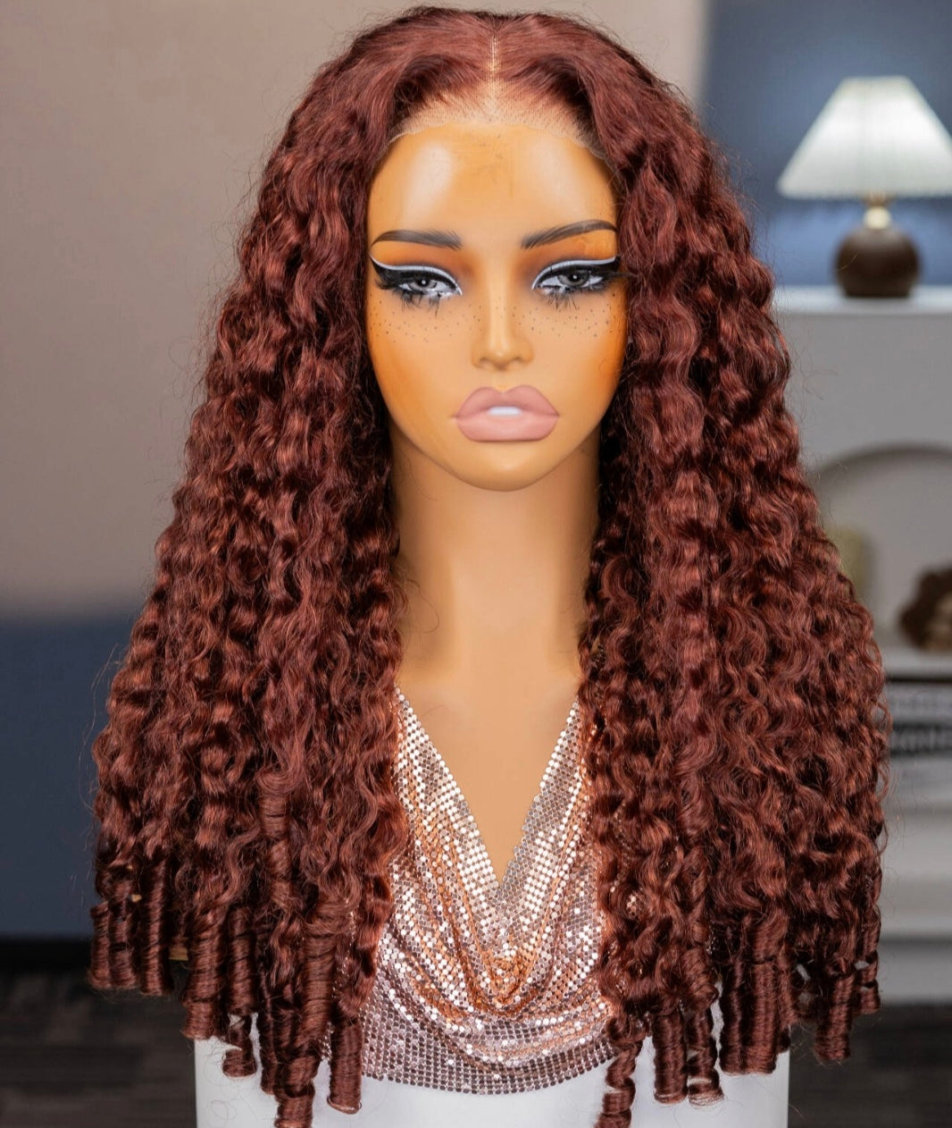 Peruca Cacheada 100% Humana – Burmese Curly (Castanho Avermelhado)